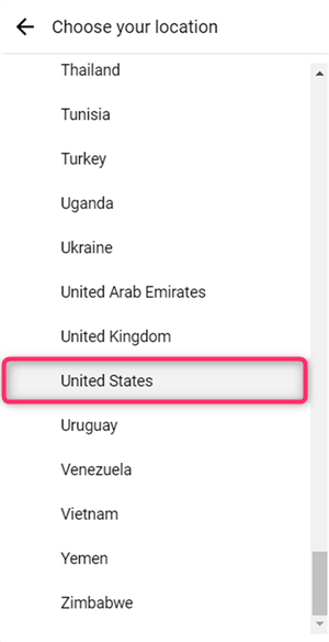 YouTube、ロケーション、United States