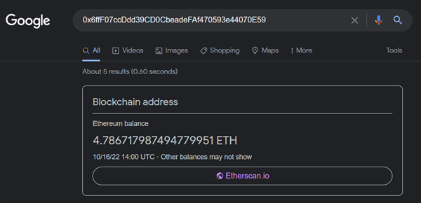 Google検索、英語、ETHアドレス