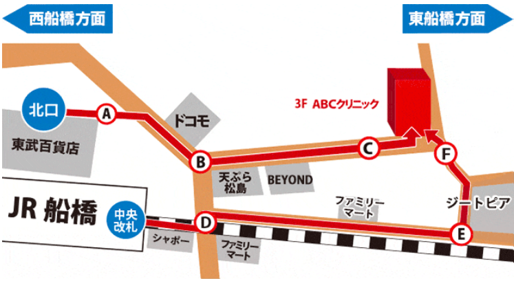 ABCクリニック 船橋院の行き方・道順案内