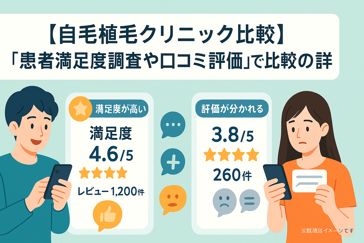 「カミノクリニック」と「アスク井上クリニック」を「患者満足度調査や口コミ評価」で比較の詳細