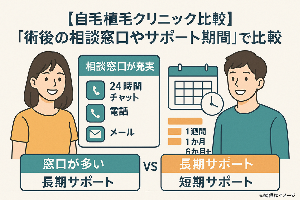 「カミノクリニック」と「アスク井上クリニック」を「術後の相談窓口やサポート期間」で比較の詳細
