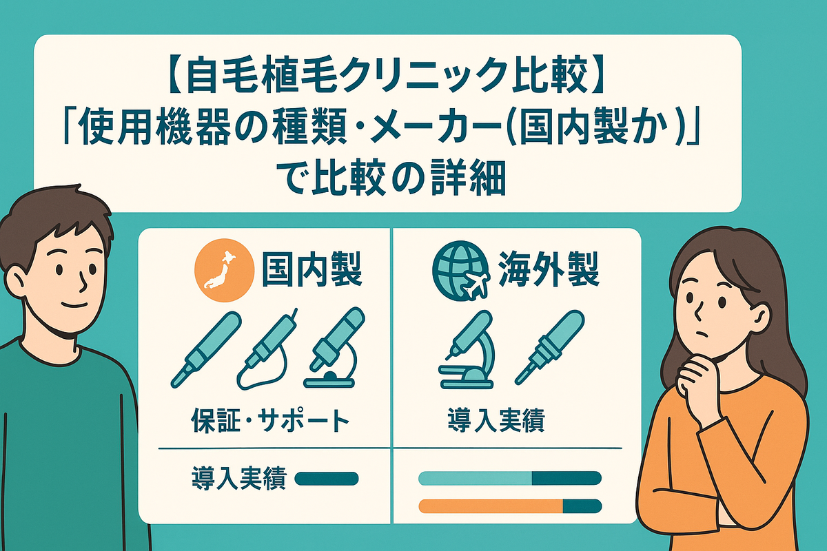 「カミノクリニック」と「アスク井上クリニック」を「使用機器の種類・メーカー(国内製か海外製か)」で比較の詳細