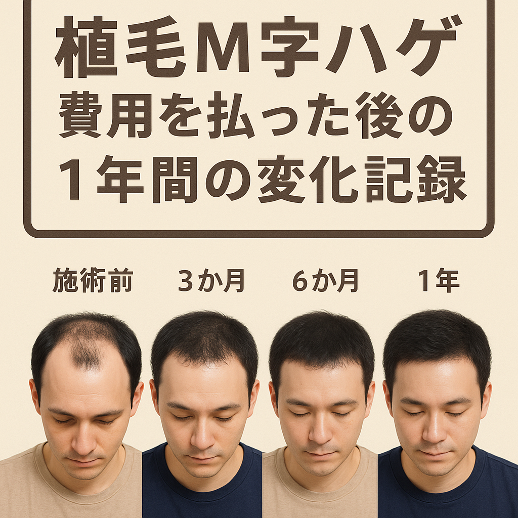 【術後の経過】宮崎在住の方が植毛m字ハゲ費用を払った後、1年間のリアルな変化全記録