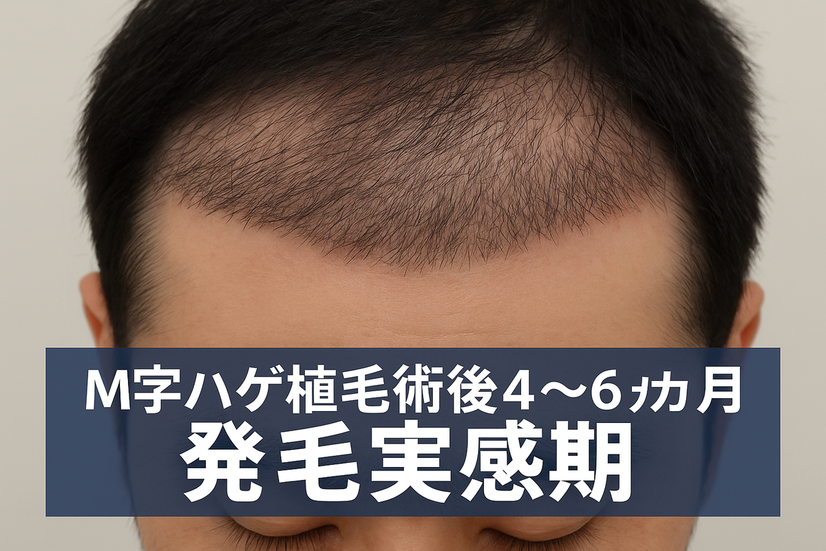 【M字ハゲ植毛術後4～6ヶ月】発毛実感期（ショックロスで抜けた毛が、産毛として再び生え始め）の画像