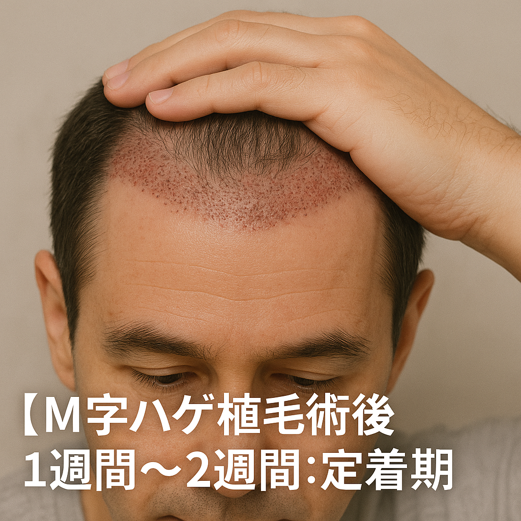【M字ハゲ植毛術後1週間～2週間：定着期】の画像