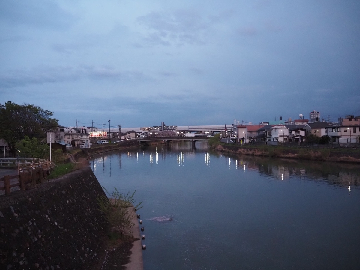 辺り一面に広がる川と日没前の空
