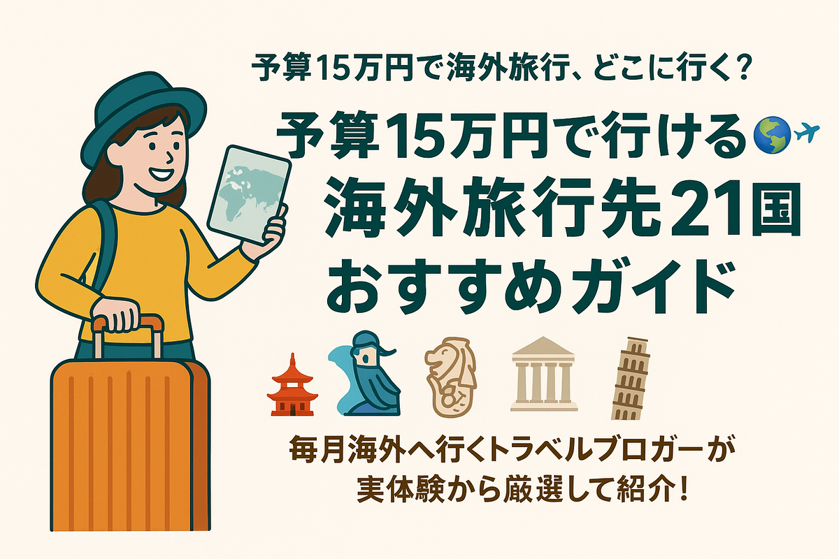 【2026年版】予算15万円の海外旅行先21カ国!初心者・女子旅・一人旅でも楽しめる&費用を抑えるコツも紹介!