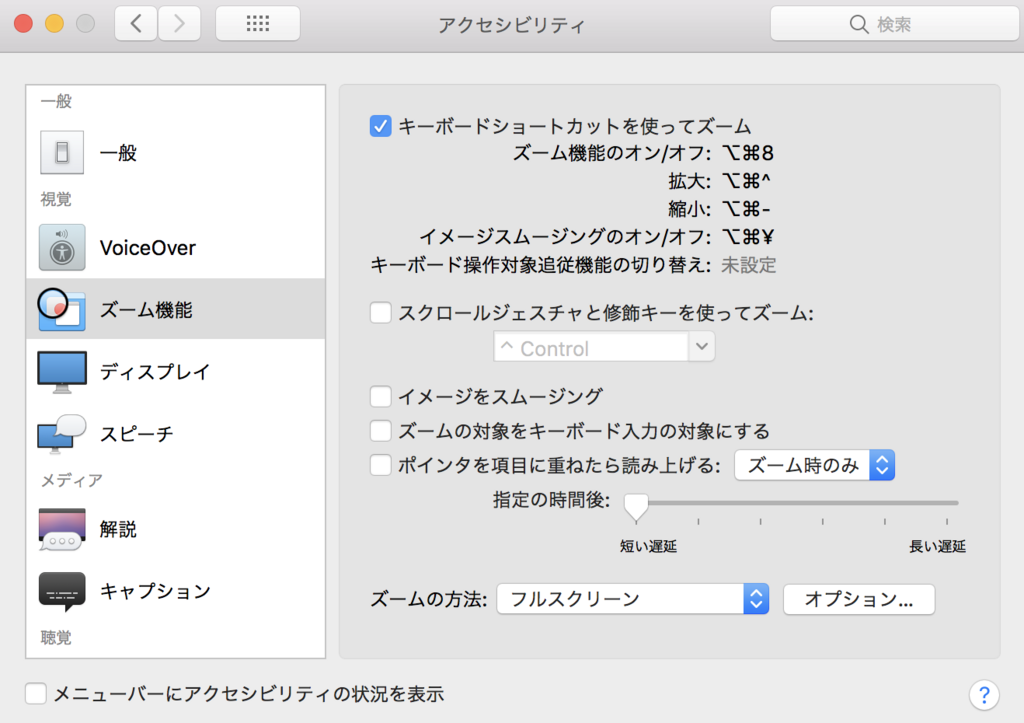 アクセシビリティ内のズーム機能の画像