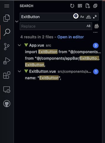 "VSCodeライクなブラウザビューの検索画面のスクショ"