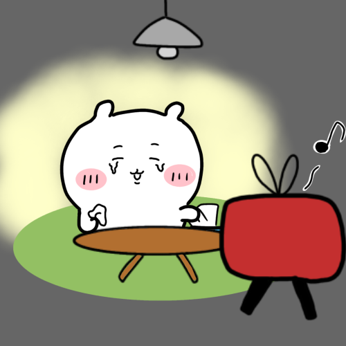 テレビを見て涙を流すちいかわ