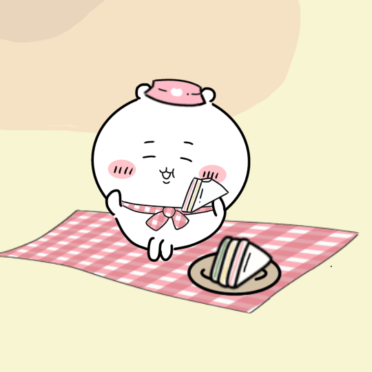 謎の土地でピクニックをしているちいかわ