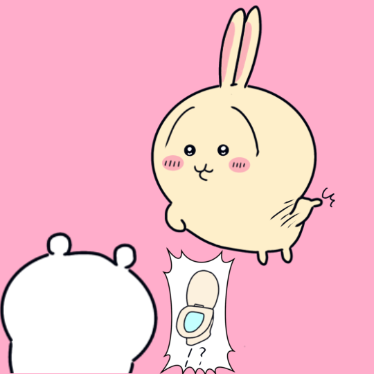 トイレの場所を教えるうさぎのイラスト