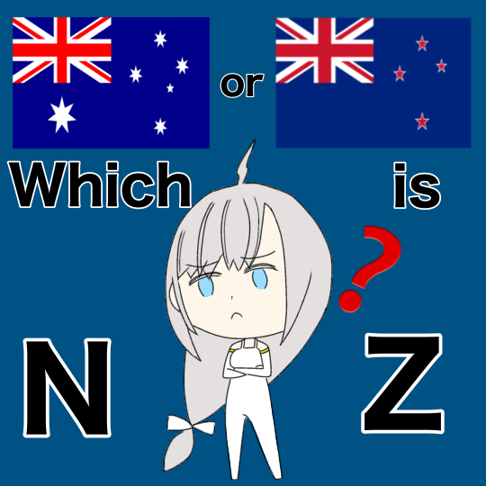 ニュージーランドの国旗ってどっちだっけと悩む美少女イラスト