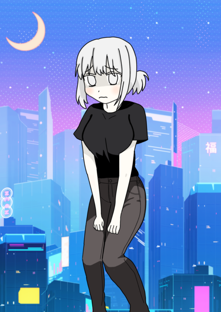 頭身を上げすぎて巨女になってしまった美少女イラスト