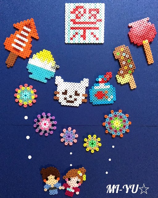 夏祭り Mi Yu のアイロンビーズアトリエ Perlerbeads Design