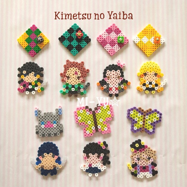 鬼滅の刃 アイロンビーズ Mi Yu のアイロンビーズアトリエ Perlerbeads Design