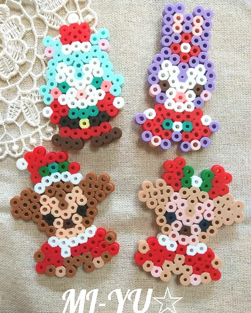 アイロンビーズ ディズニー クリスマス ダッフィー シェリーメイ Mi Yu のアイロンビーズアトリエ Perlerbeads Design