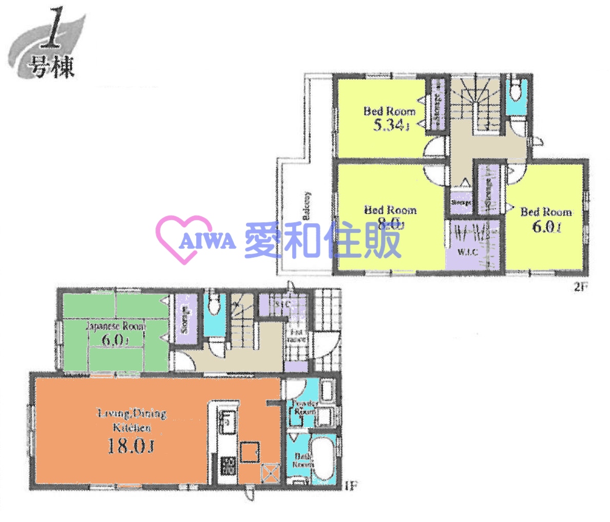 東松山市加美町新築一戸建て建売分譲住宅の1号棟間取り