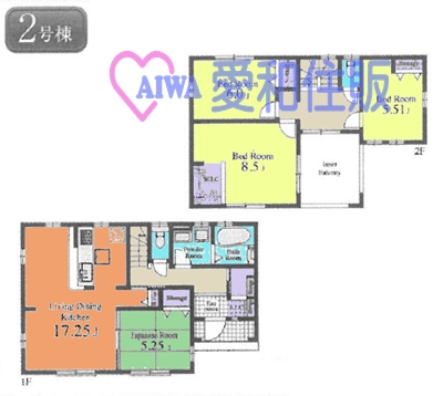 日高市南平沢新築一戸建て建売分譲住宅の2号棟の間取り図