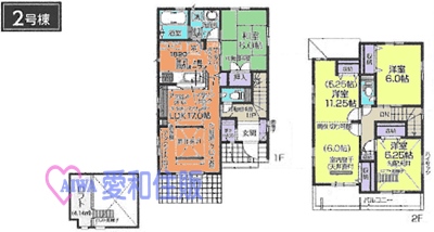 鶴ヶ島市富士見５丁目新築一戸建て建売分譲住宅の２号棟の間取り図