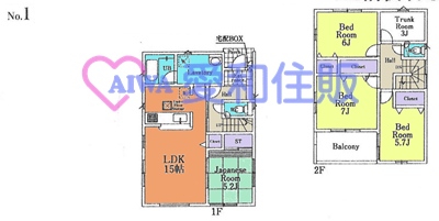 川越市山田新築一戸建て建売分譲住宅の1号棟の間取り図
