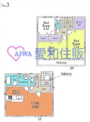 川越市山田新築一戸建て建売分譲住宅の3号棟間取り図