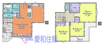 坂戸市関間3丁目新築一戸建て建売分譲の間取り図