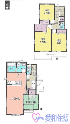 坂戸市鶴舞2丁目新築一戸建て建売分譲住宅の間取り図