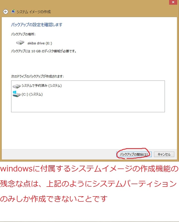 「Windows 8.1」のバックアップイメージ及び回復ドライブの作成方法10