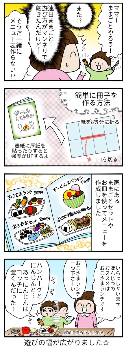 遊びの幅が広がる おままごとのオリジナルメニュー表を作ってみた By まる美 ゼクシィbaby 妊娠 出産 育児 みんなの体験記