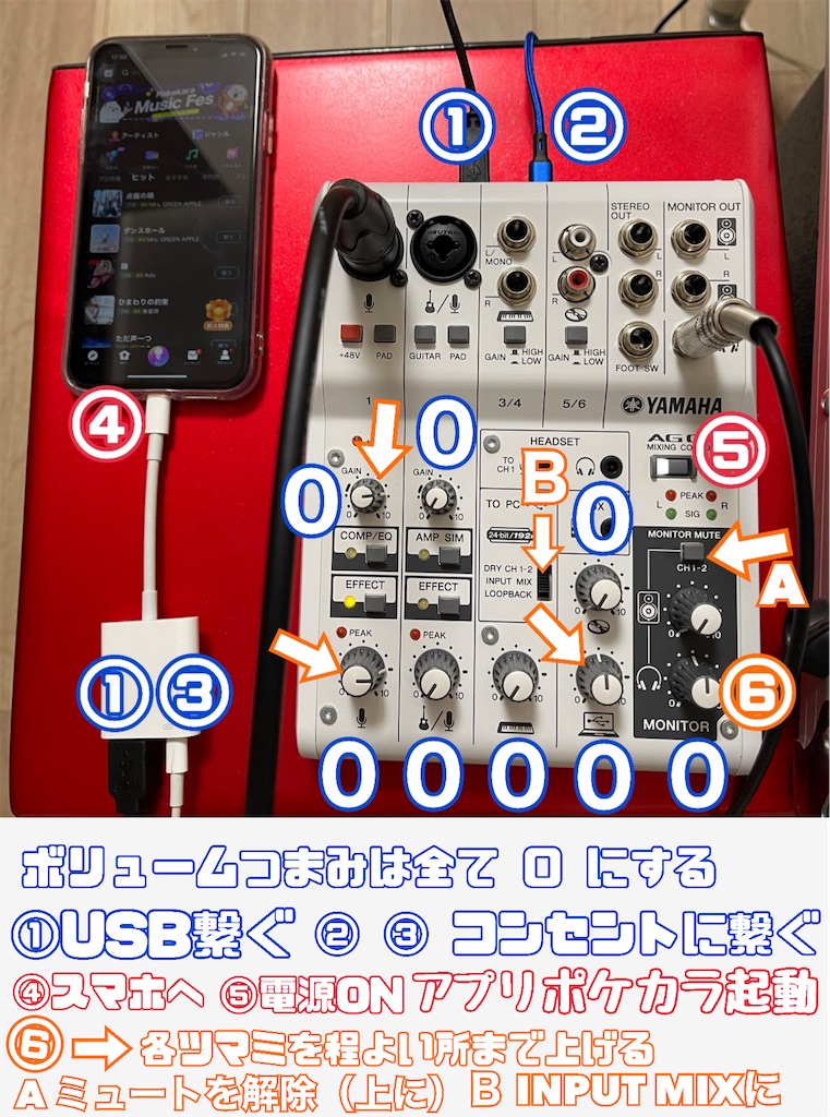 YAMAHA AG06 から ポケカラ への 接続方法 - aki2929's blog