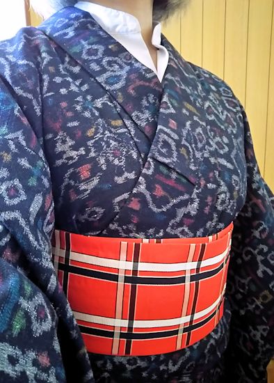Yシャツリメイクのスタンドカラーを襦袢代わりに - つくしんぼ