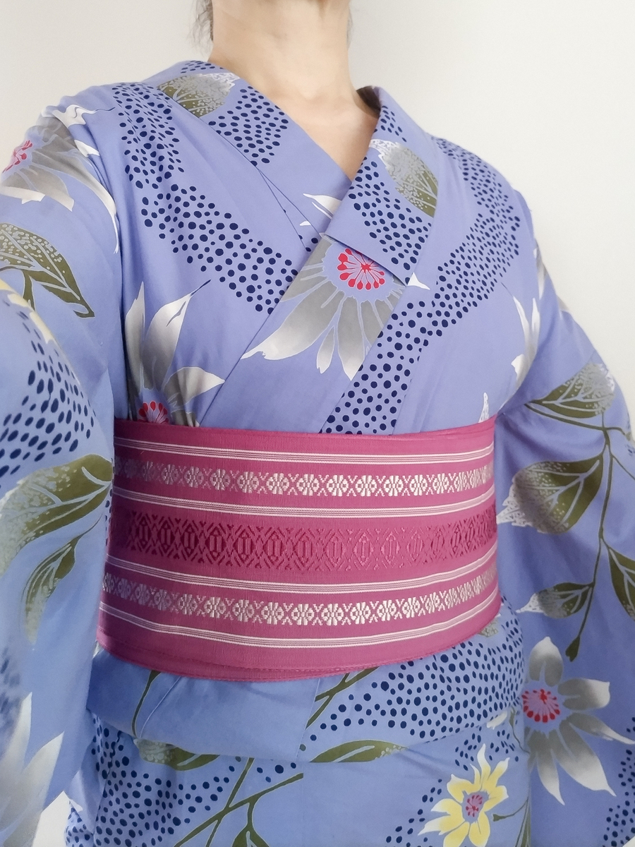 ラベンダーカラーの注染浴衣で近似色コーデ 今日の猫さん - つくしんぼ
