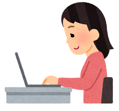 パソコンに向かう女の人のイラスト