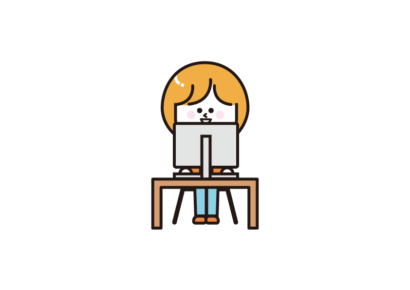 パソコンを見る女の人のイラスト