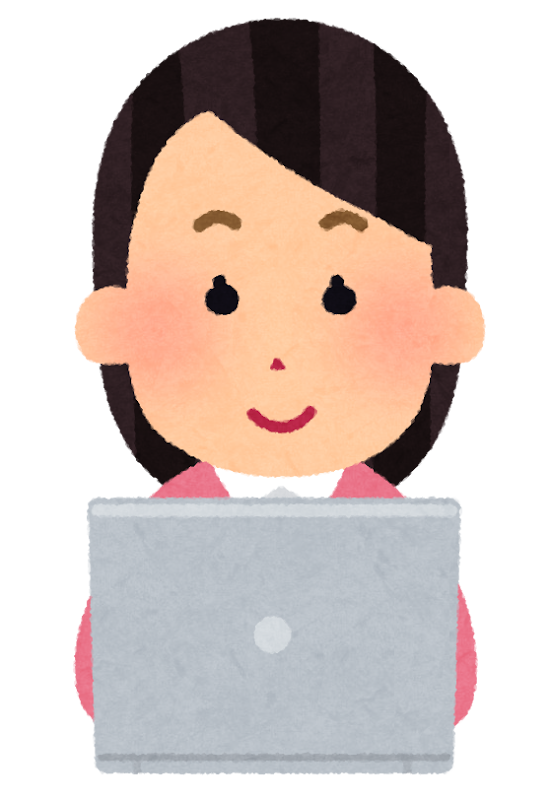 パソコンを見る女の人のイラスト