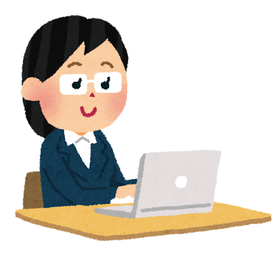パソコンを見る女の人のイラスト
