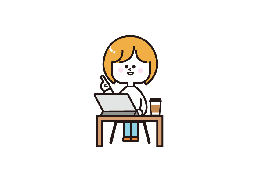 パソコンを見る女の人のイラスト