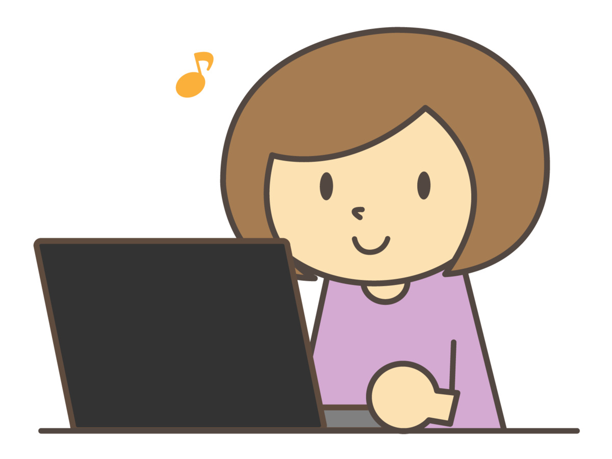パソコンを見ている女の人のイラスト