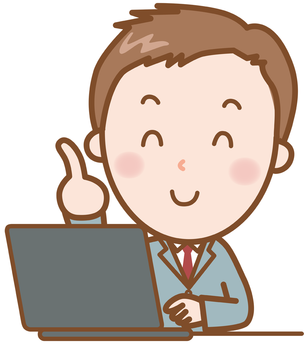 パソコンを見る男の人のイラスト
