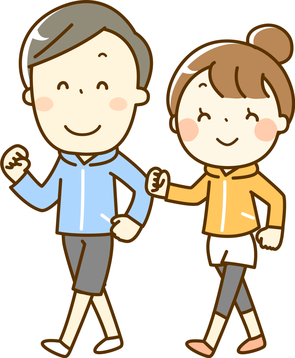 ウォーキングをする男の人と女の人のイラスト
