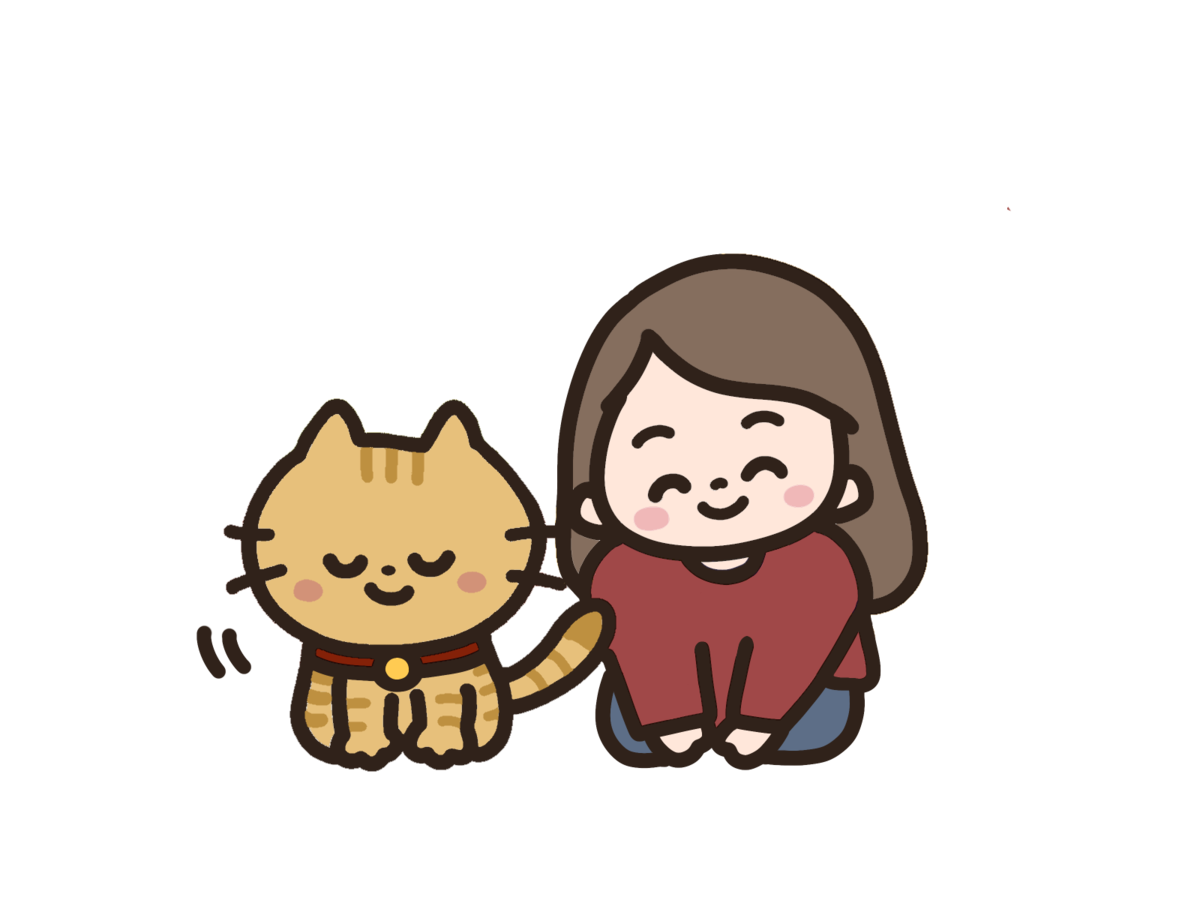 猫と女の人のイラスト