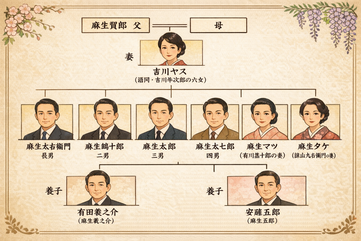 吉田茂 麻生太郎 家系図