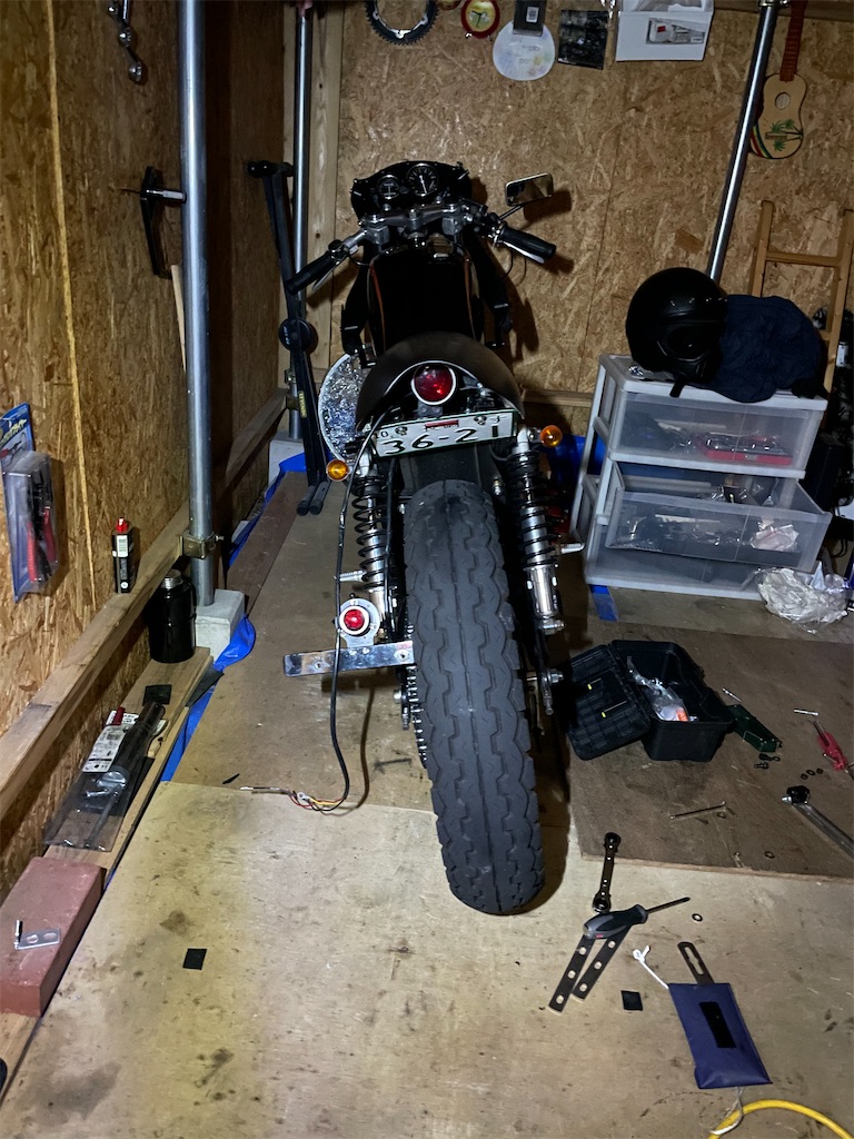 SR400　サイドナンバーステー ガレージT\u0026F サイドナンバーキット\u0026バードゲージテールランプ(スモール