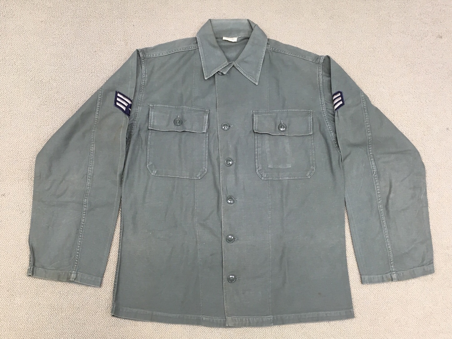 1950年代 USAF セージグリーン utility shirts Mサイズ 50's～ U.S.AIR FORCE ユーティリティシャツ セージグリーン