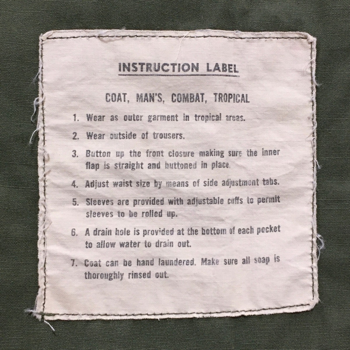 1960年代アメリカ軍とロピカルコンバットジャケット1st取扱データタグ