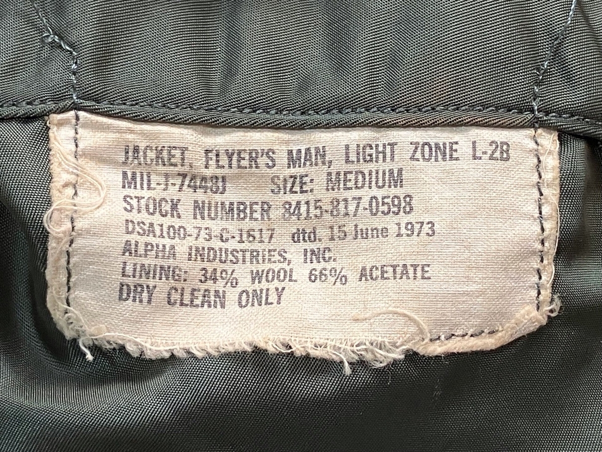 1970年代アメリカ空軍L-2Bナイロンフライトジャケット（7448J）中古並品