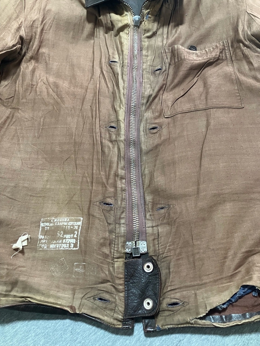 1970年代旧ソ連空軍レザーフライトジャケット（軽量タイプ）中古並品