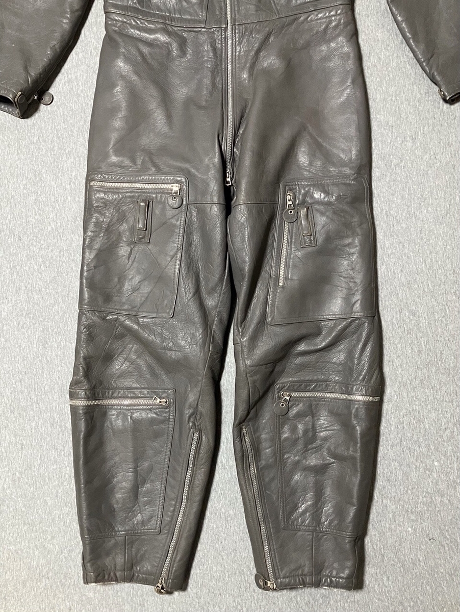 1970年代旧西ドイツ空軍レザーパイロットスーツ（フライトスーツ・グレイ）中古上品