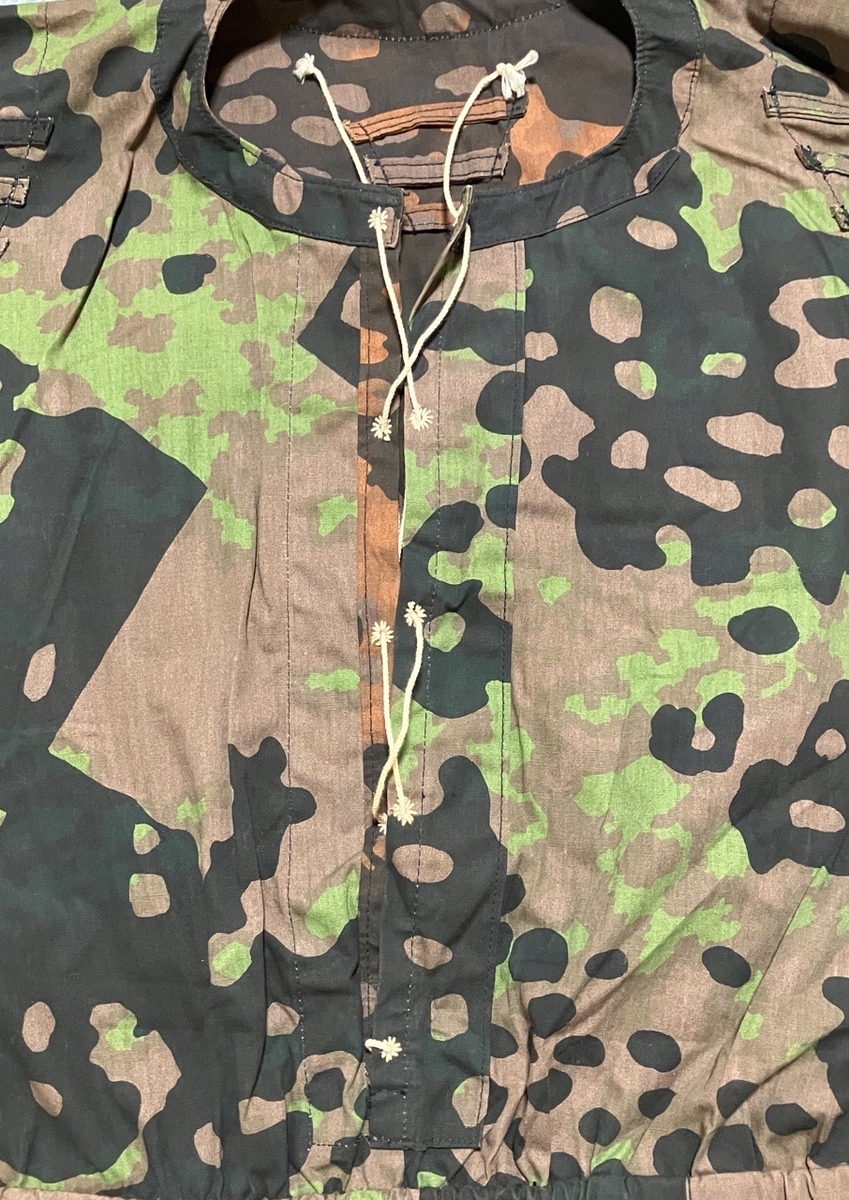 1940年代ドイツ武装親衛隊リバーシブル迷彩スモック（裁断ミスタイプ・アメリカ製モデル品・官給品に準じた細部再現・おまけ付き）